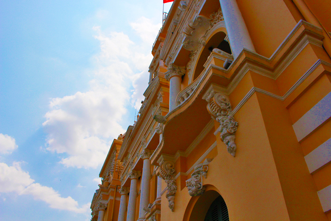 blue skies ho chi minh city palace government building